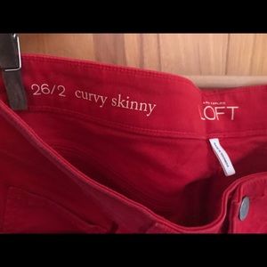 Red LOFT Curvy Skinny Jeans